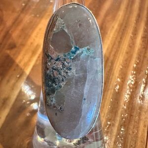 2104 Unique Silver and Blue Stone Ring